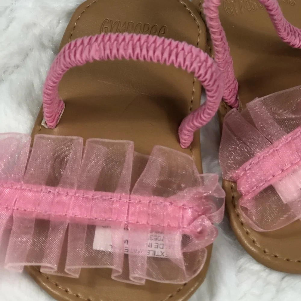Gymboree Pink Tulle Flip Flops size 2 - Picture 3 of 11